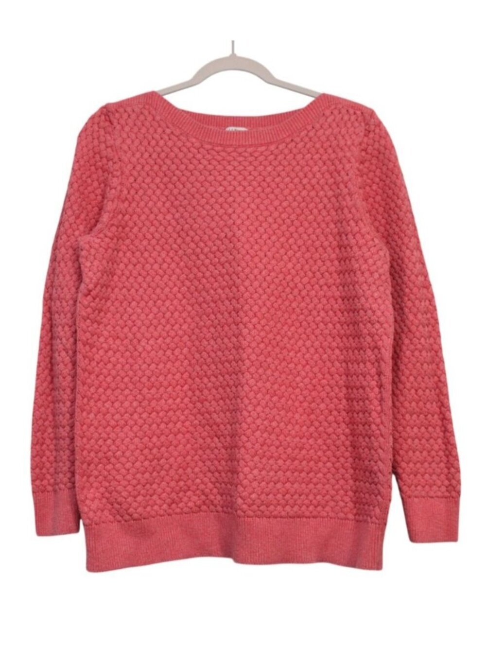 LL Bean Women's Cable Knit Sweater XL 100% Cotton Pink Preppy Classic Outdoor